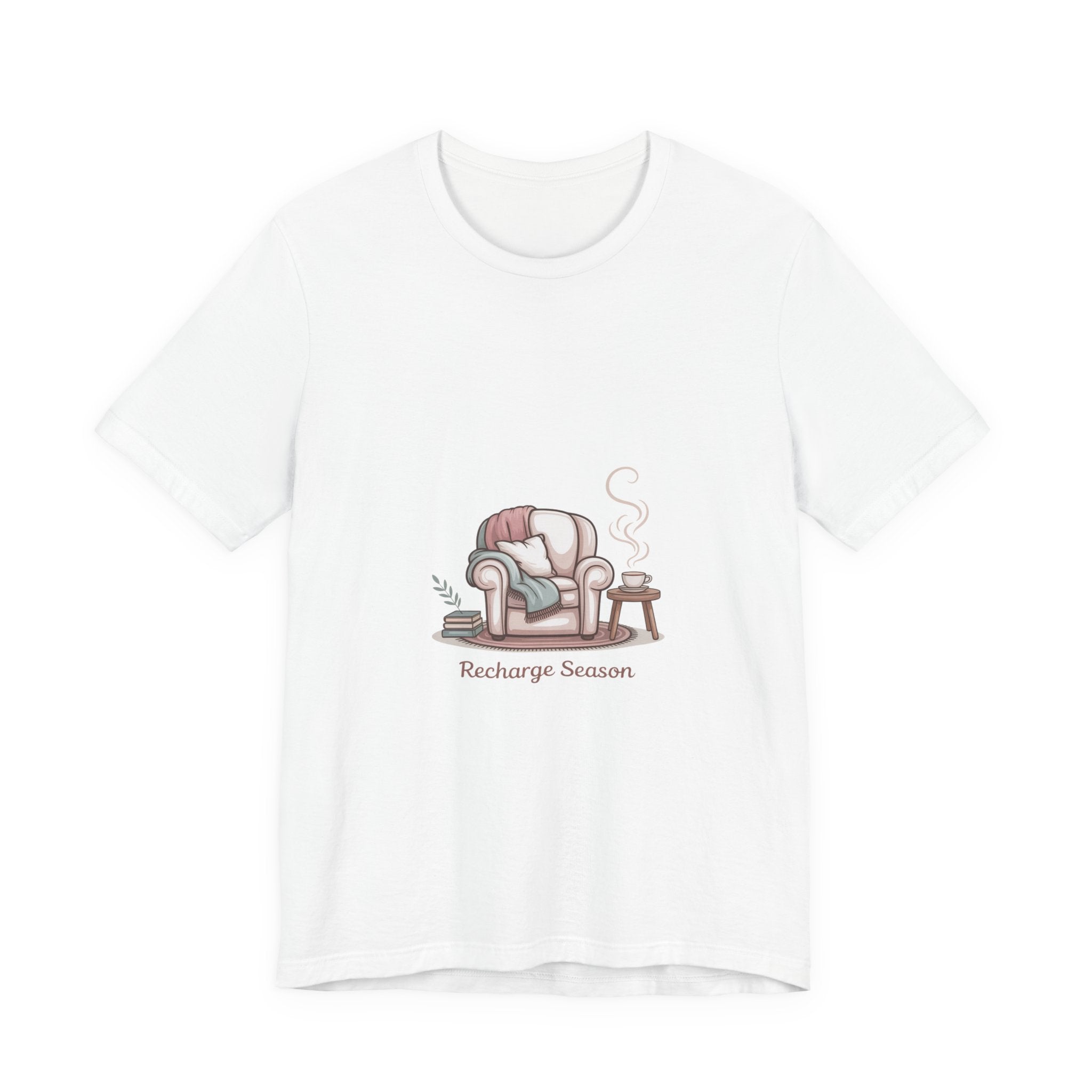 Recharge Season Tee — Cozy Armchair & Coffee Relaxation T‑Shirt