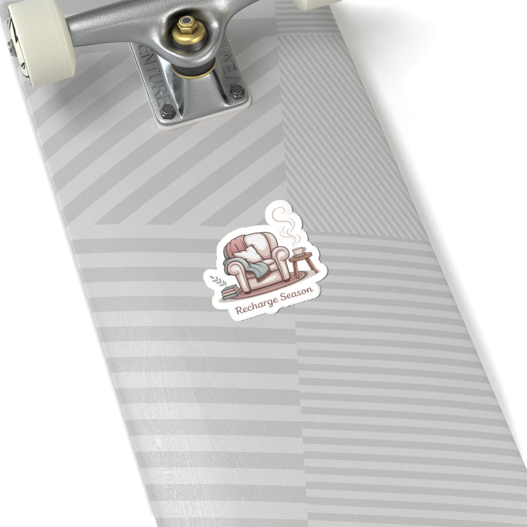 Recharge Season Sticker — Cozy Armchair Sticker with 'Recharge Season' Text