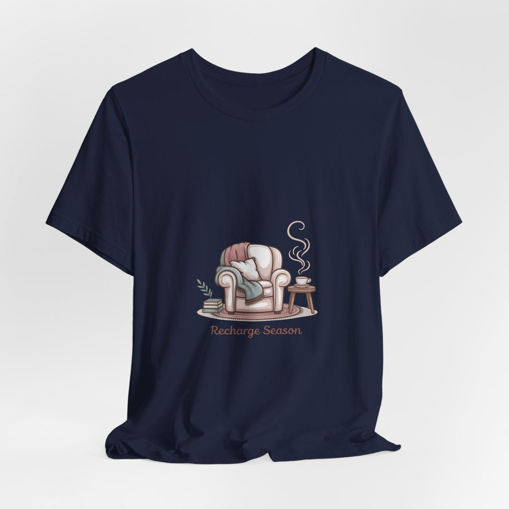 Recharge Season Tee — Cozy Armchair & Coffee Relaxation T‑Shirt